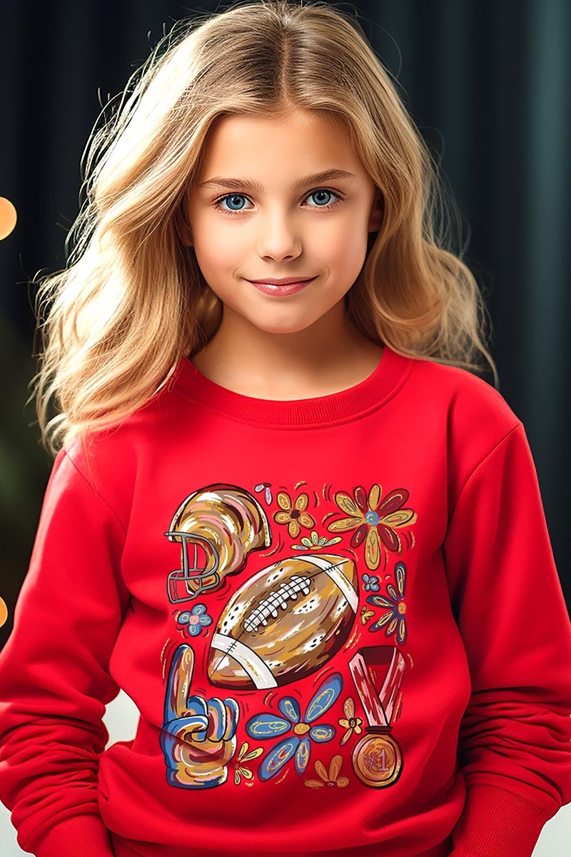 UL180B-E3072Z Retro Floral Football Kids Graphic Sweatshirt $20