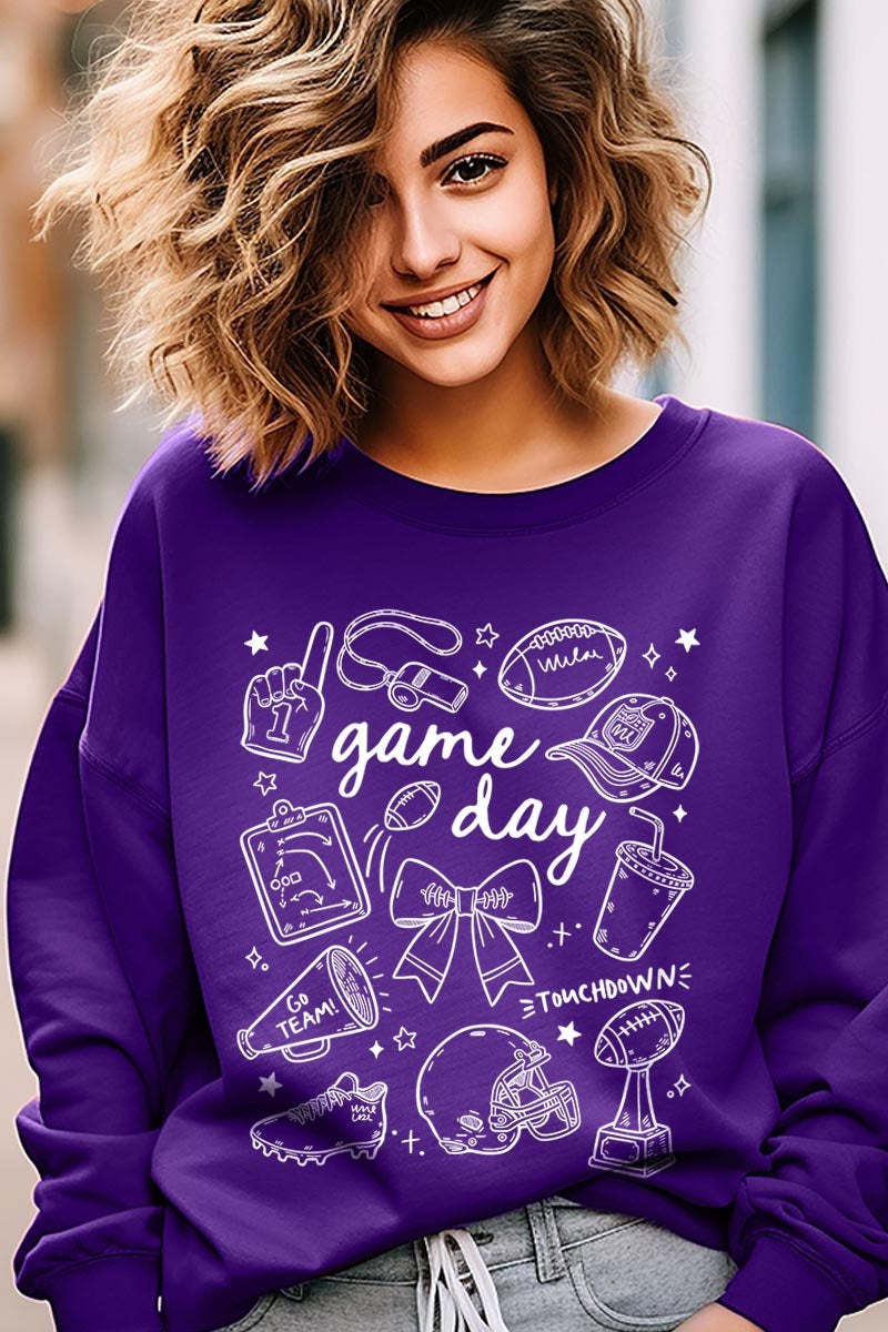 UL180P-E3081 Football Doodles Graphic Plus Sweatshirt $25