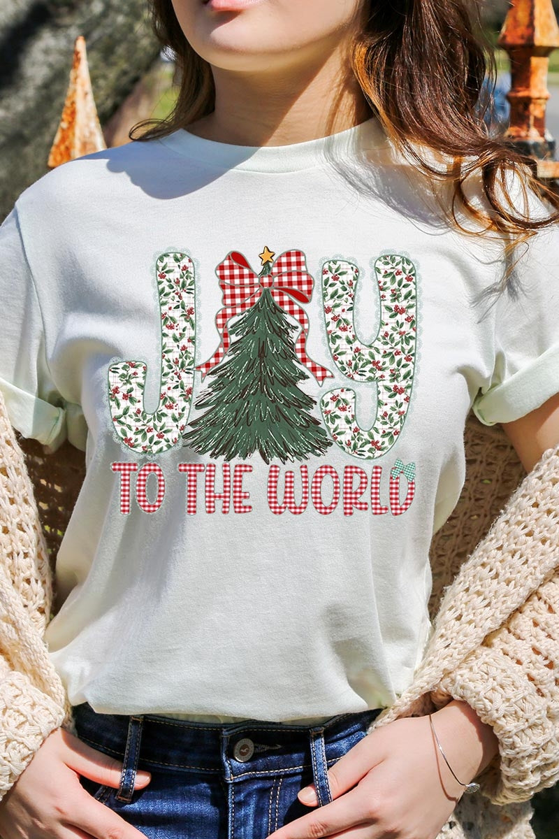 US3001-E3213 Joy to the World Graphic Tee $12.5