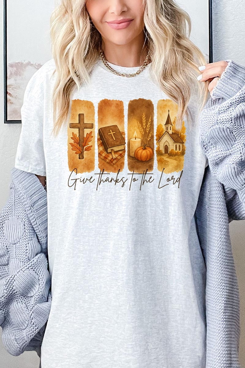 5000P-E3169 Give Thanks To The Lord Graphic Plus Heavy Cotton Tee $12.75