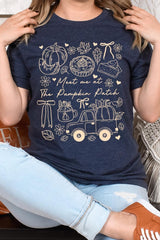 US3001P-E3163 Pumpkin Patch Doodle Graphic Plus Tee $16
