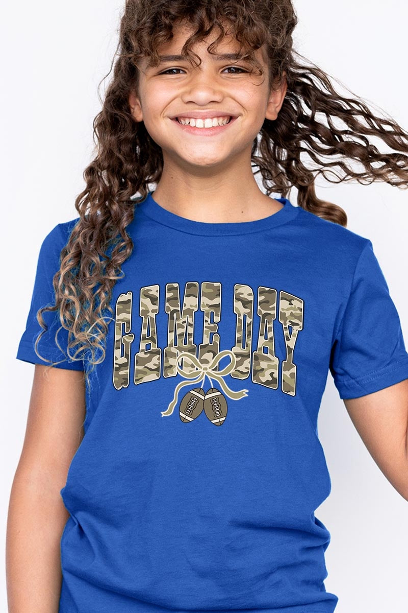 US3001Y-E3131Z Football Game Day Camo Kids Graphic Tee $11