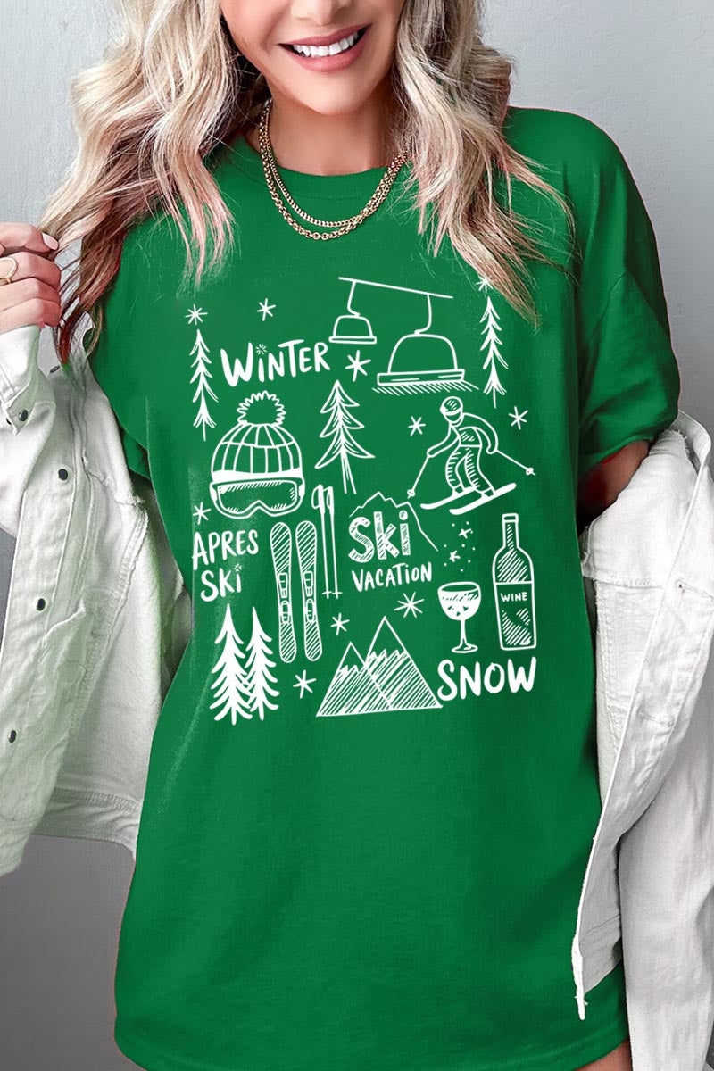 5000P-E3188 Ski Doodle Graphic Plus Heavy Cotton Tee $12.75