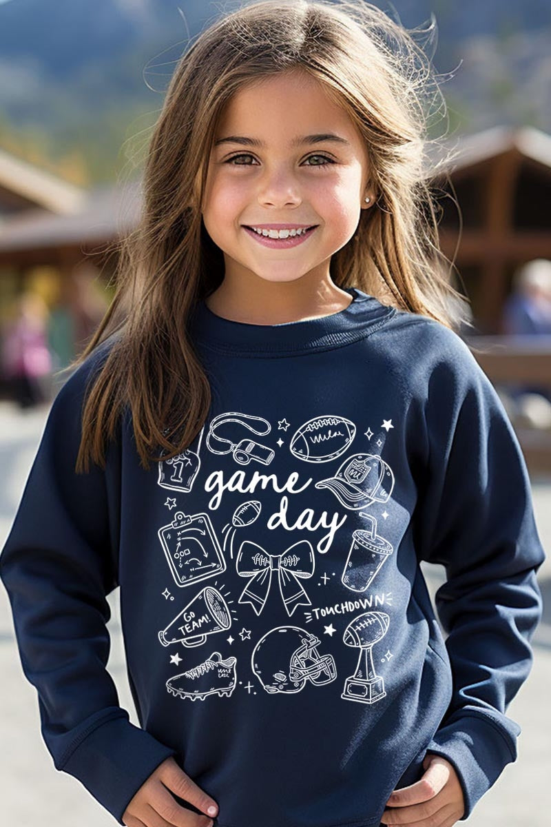 UL180B-E3081Z Football Doodles Kids Graphic Sweatshirt $20
