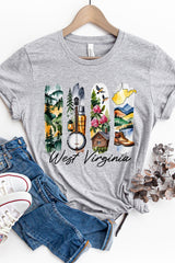 US3001-E3061WV West Virginia State Brushstroke Graphic Tee $12.5