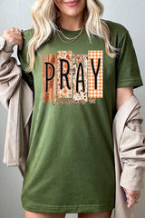 US3001P-E3166 Pray Fall Christian Graphic Plus Tee $16