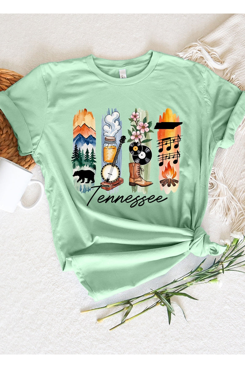 US3001P-E3061TN Tennessee State Brushstroke Graphic Plus Tee $16
