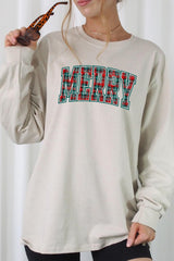 UL240-E3210 Classic Plaid Merry Graphic Long Sleeve Tee $13.75