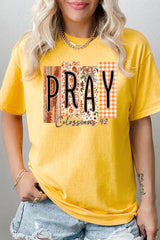 5000P-E3166 Pray Fall Christian Graphic Plus Heavy Cotton Tee $12.75