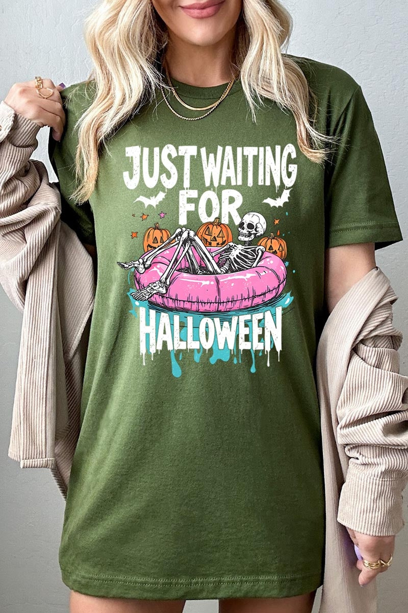 US3001-E3138 Just Waiting For Halloween Graphic Tee $12.5
