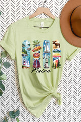 US3001-E3061ME Maine State Brushstroke Graphic Tee $12.5