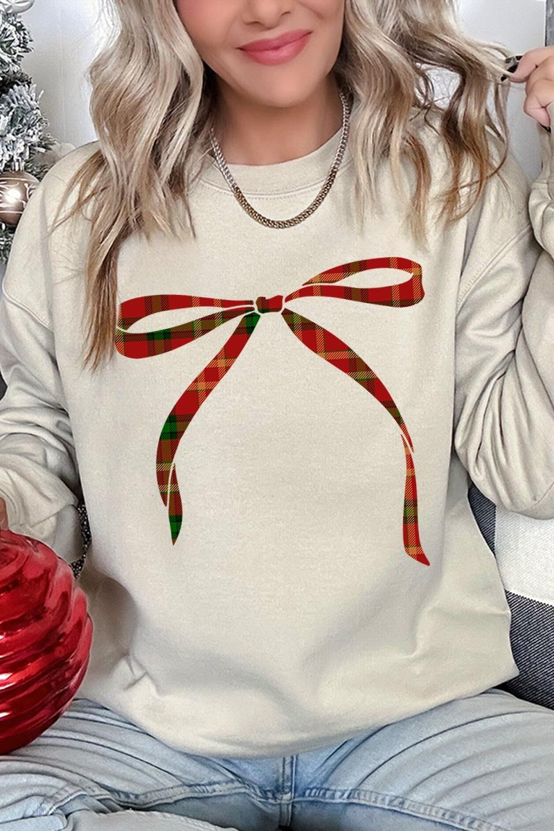 UL180-E3211 Red Bow Christmas Graphic Sweatshirt $20