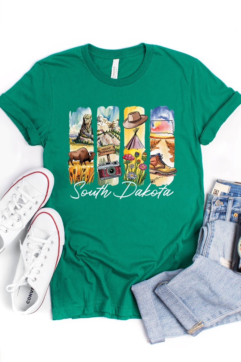 US3001P-E3061SD South Dakota State Brushstroke Graphic Plus Tee $16