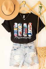 US3001P-E3061MA Massachusetts State Brushstroke Graphic Plus Tee $16