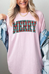 5000P-E3210 Classic Plaid Merry Graphic Plus Heavy Cotton Tee $12.75