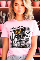 US3001P-E3108 Skellie Motel Halloween Graphic Plus Tee $16