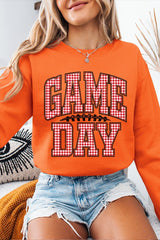 UL180P-E3126 Red Gingham Game Day Graphic Plus Sweatshirt $25