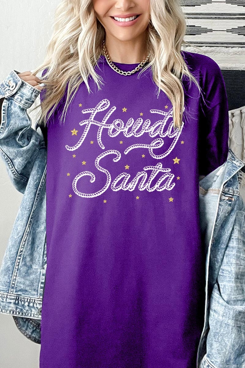 5000P-E3199 Howdy Santa Graphic Plus Heavy Cotton Tee $12.75
