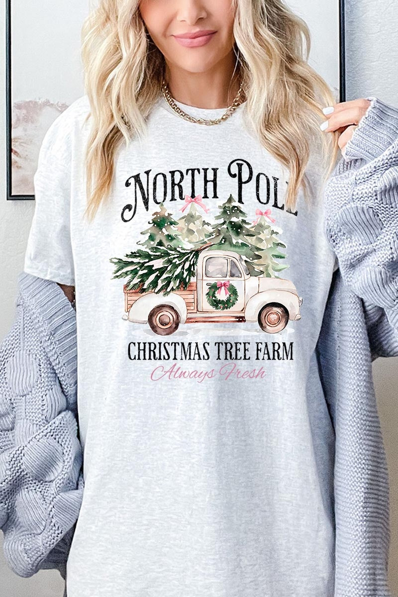 5000-E3174 North Pole Christmas Graphic Heavy Cotton Tee $9