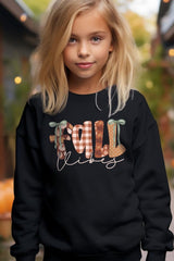 UL180B-E3071Z Fall Vibes Rustic Script Kids Graphic Sweatshirt $20