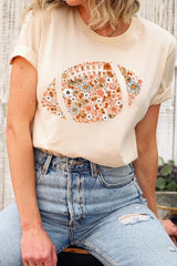 US3001P-E3133 Floral Football Graphic Plus Tee $16