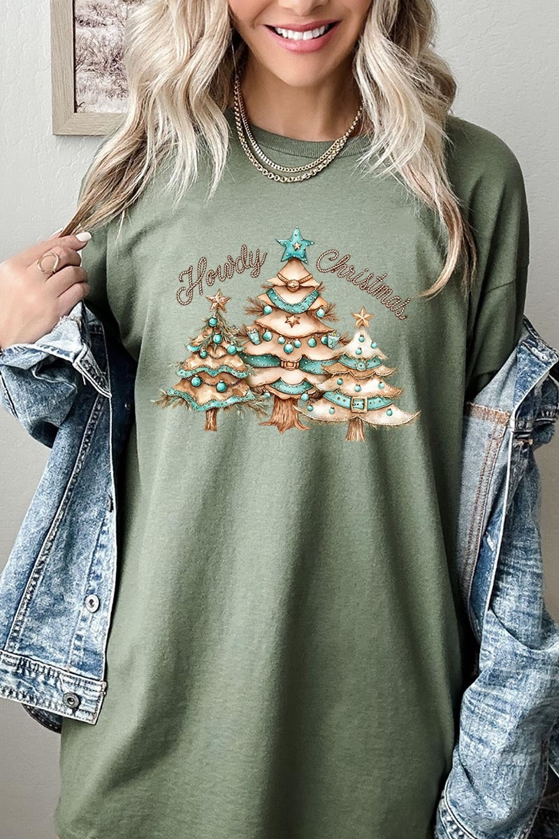 5000P-E3185 Howdy Christmas Graphic Plus Heavy Cotton Tee $12.75
