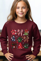 UL180B-E3195Z Christmas Bow Paw Kids Graphic Sweatshirt $20