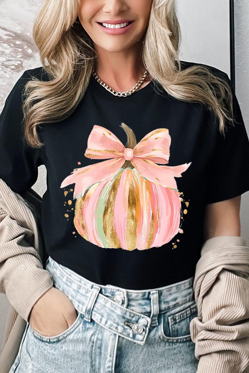 US3001P-E3083 Brushstroke Pumpkin Graphic Plus Tee $16