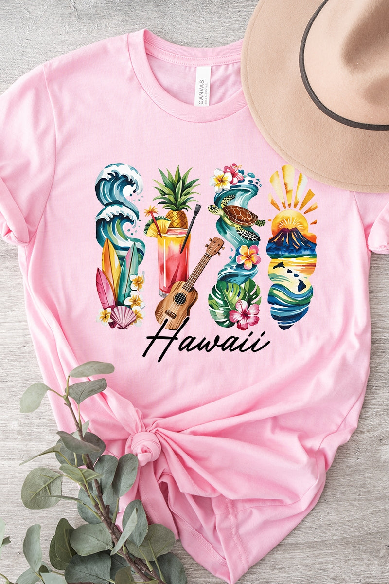 US3001-E3061HI Hawaii State Brushstroke Graphic Tee $12.5