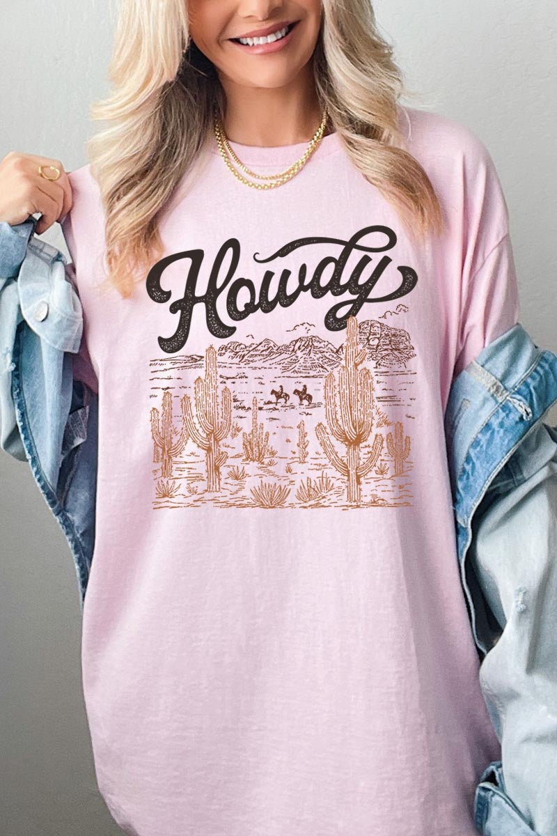 5000-E3095 Howdy Desert Western Graphic Heavy Cotton Tee $9