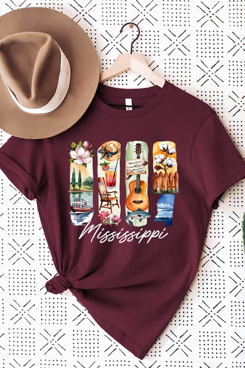 US3001P-E3061MS Mississippi State Brushstroke Graphic Plus Tee $16