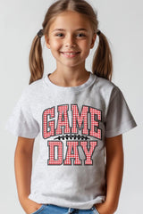 US3001Y-E3126Z Red Gingham Game Day Kids Graphic Tee $11