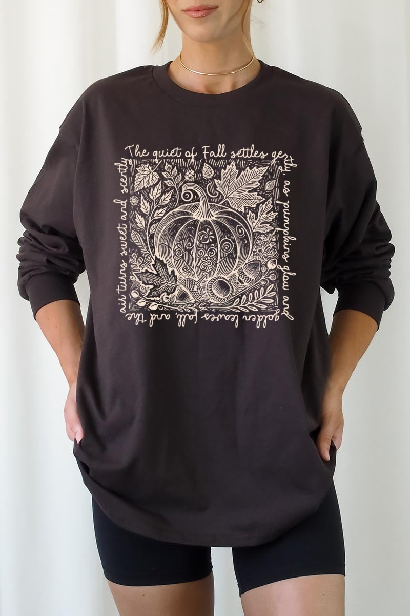 UL240P-E3112 Fall Pumpkin Graphic Plus Long Sleeve Tee $17