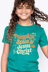 US3001Y-E3164Z Pumpkin Spice & Jesus Kids Graphic Tee $11