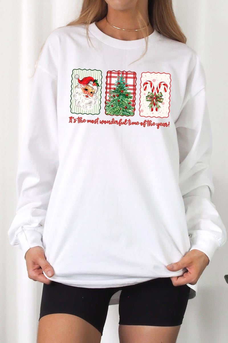 UL240-E3201 Most Wonderful Time Graphic Long Sleeve Tee $13.75