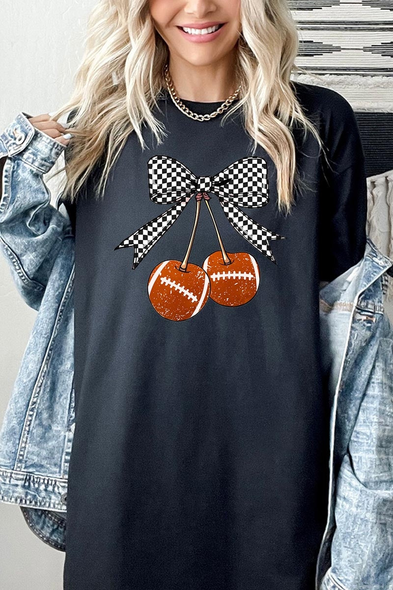 5000P-E3055 Football Cherries Graphic Plus Heavy Cotton Tee $12.75
