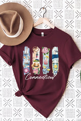 US3001-E3061CT Connecticut State Brushstroke Graphic Tee $12.5