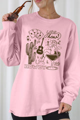 UL240-E3097 Cowgirl Country Music Graphic Long Sleeve Tee $13.75