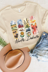 US3001P-E3061ND North Dakota State Brushstroke Graphic Plus Tee $16