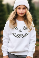 UL180B-E3149Z Checker Pumpkin Face Kids Graphic Sweatshirt $20