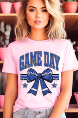 US3001P-E3065 Blue Game Day Football Bow Graphic Plus Tee $16