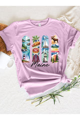 US3001-E3061ME Maine State Brushstroke Graphic Tee $12.5