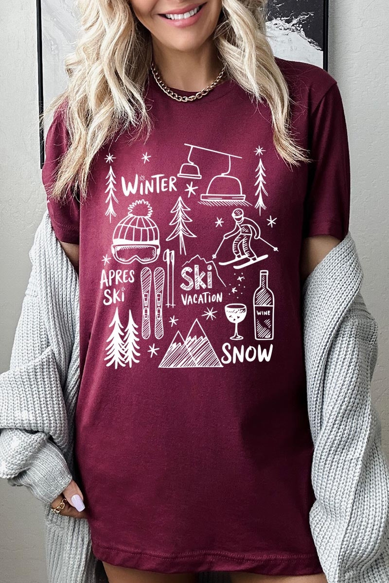 US3001-E3188 Ski Doodle Graphic Tee $12.5
