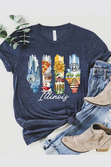 US3001P-E3061IL Illinois State Brushstroke Graphic Plus Tee $16