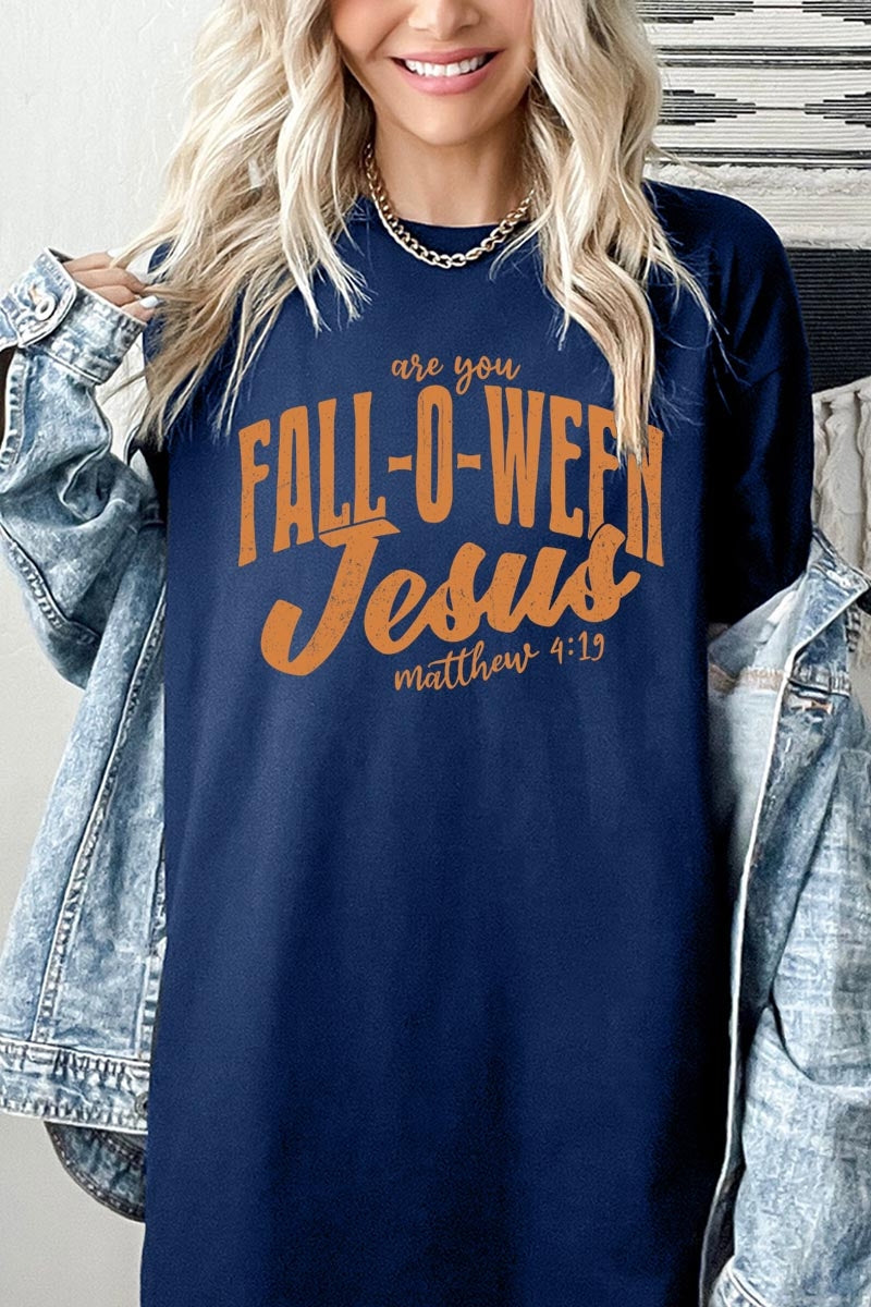 5000P-E3143 Are You Fall O Ween Jesus Plus Heavy Cotton Tee $12.75