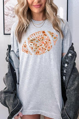 US3001P-E3133 Floral Football Graphic Plus Tee $16