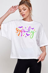 CTS-E3109 Spooky Halloween Graphic Relaxed Crop Top $11