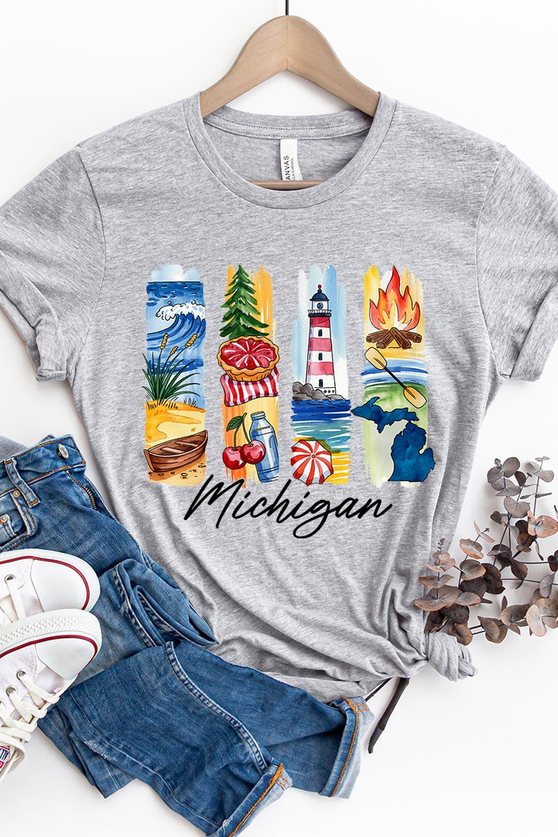 US3001-E3061MI Michigan State Brushstroke Graphic Tee $12.5