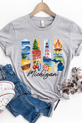 US3001-E3061MI Michigan State Brushstroke Graphic Tee $12.5