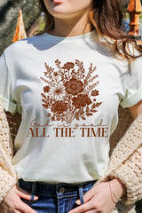 US3001P-E3116 God Is Good Floral Graphic Plus Tee $16